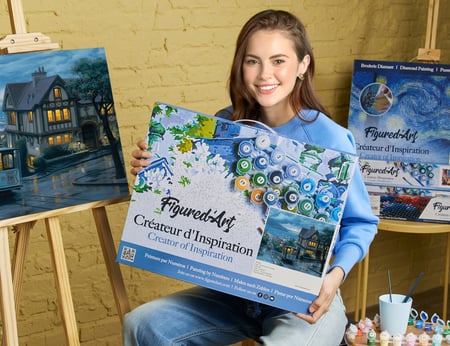 Peinture par Numéro Figured'Art avec Cadre - Tramway au crepuscule - Kit de Loisir Créatif DIY Numéro d'Art - 40x50cm toile tendue sur châssis
