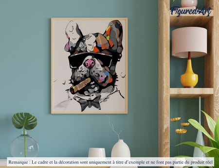 Peinture par Numéro Figured'Art - Chien au Cigare - Kit de Loisir Créatif DIY Numéro d'Art Complet - 40x50cm sans châssis en bois