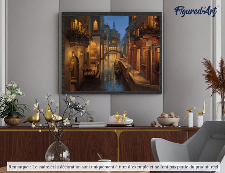 Peinture par Numéro Figured'Art avec Cadre - Canaux flamboyants - Kit de Loisir Créatif DIY Numéro d'Art Complet - 40x50cm toile tendue sur châssis