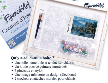 Peinture par Numéro Figured'Art avec Cadre - Tramway au crepuscule - Kit de Loisir Créatif DIY Numéro d'Art - 40x50cm toile tendue sur châssis