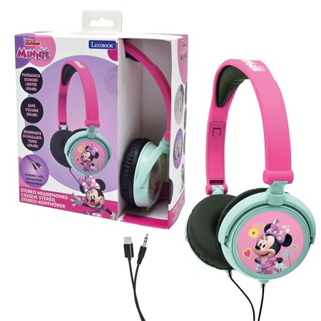 Casque stéréo filaire pliable Minnie Mouse avec limitation de