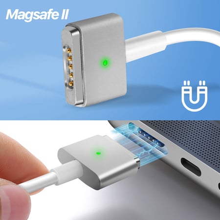 Chargeur Macbook Magsafe 2 Magnétique Charge Rapide 60W Indicateur LED -  Blanc - Français