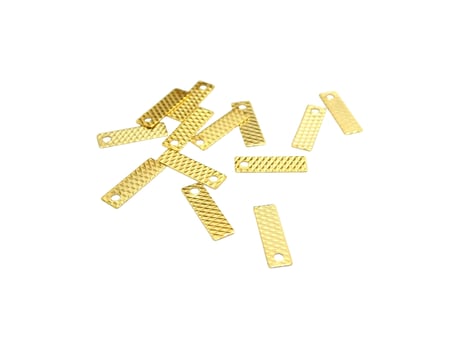 10 Petites breloques fines rectangle strié 10*3mm laiton plaqué or 24K