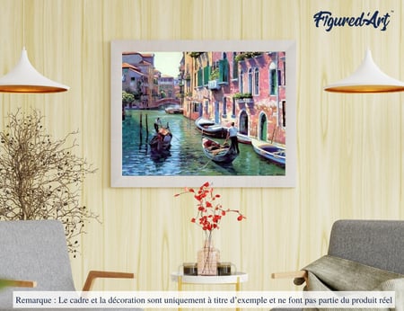 Peinture par Numéro Figured'Art - Canaux de Venise - Kit de Loisir Créatif DIY Numéro d'Art Complet - 40x50cm sans châssis en bois