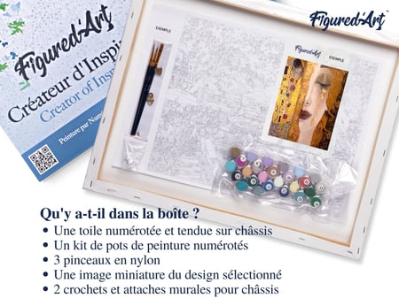 Peinture par Numéro Figured'Art avec Cadre - Gustav Klimt - Kit de Loisir Créatif DIY Numéro d'Art Complet - 40x50cm toile tendue sur châssis