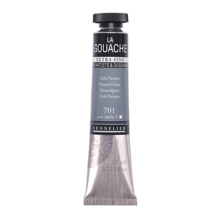 Gouache - Extra-fine - Gris neutre - 701 - Tube de 21ml - Sennelier