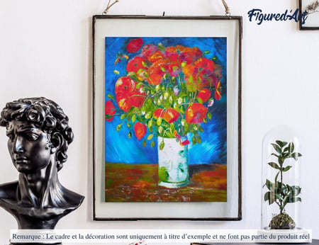 Peinture par Numéro Figured'Art - Vase avec Coquelicots - Van Gogh - Kit de Loisir Créatif DIY Numéro d'Art Complet - 40x50cm sans châssis en bois