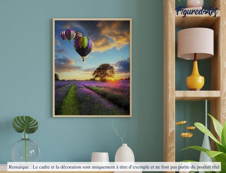 Peinture par Numéro Figured'Art - Montgolfières au dessus des Champs vertical - Kit de Loisir Créatif Numéro d'Art - 40x50cm sans châssis en bois