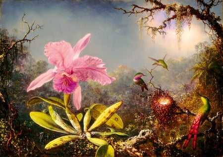 Puzzle 1000 pièces - Martin Johnson Heade - Cattleya Orchid and Three Hummingbirds, 1871 - Bluebird Puzzle