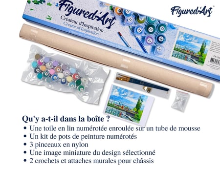 Peinture par Numéro Figured'Art - L´Ecluse à Pontoise - Camille Pissarro - Kit de Loisir Créatif DIY Numéro d'Art - 40x50cm sans châssis en bois