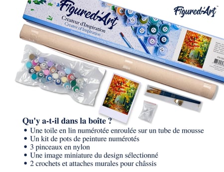 Peinture par Numéro Figured'Art - Promenade solitaire en Forêt - Kit de Loisir Créatif DIY Numéro d'Art Complet - 40x50cm sans châssis en bois