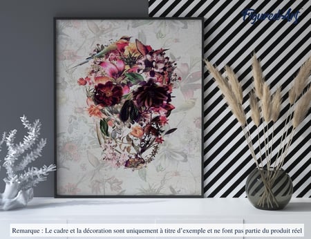 Peinture par Numéro Figured'Art - Crâne fleuri - Kit de Loisir Créatif DIY Numéro d'Art Complet - 40x50cm sans châssis en bois