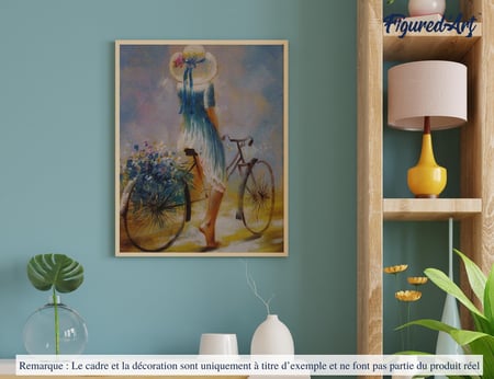 Peinture par Numéro Figured'Art - Jeune femme à bicyclette - Kit de Loisir Créatif DIY Numéro d'Art Complet - 40x50cm sans châssis en bois