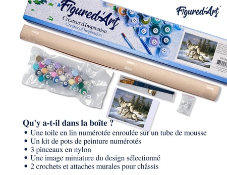 Peinture par Numéro Figured'Art - Couple de loups - Kit de Loisir Créatif DIY Numéro d'Art Complet - 40x50cm sans châssis en bois