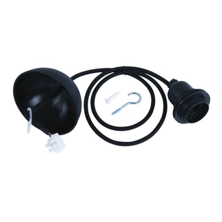 Douille lampe,lampe suspend.p.douilleE27, noir, 100cm, av. anneau fileté, 1 pce.