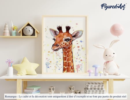 Peinture par Numéro Figured'Art - Girafe souriante - Kit de Loisir Créatif DIY Numéro d'Art Complet - 40x50cm sans châssis en bois