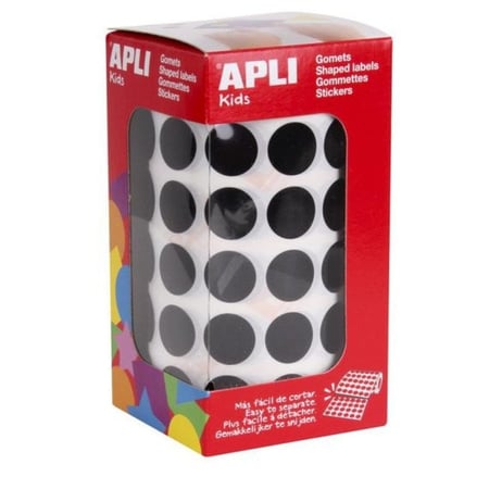 Apli Agipa - Gommettes rouleau Rond Ø 15 mm Noir x 2 832