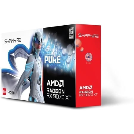 Carte graphique - PURE AMD RADEON™ RX 9070 XT GAMING OC - 16 GB - Dual HDMI / Dual DP