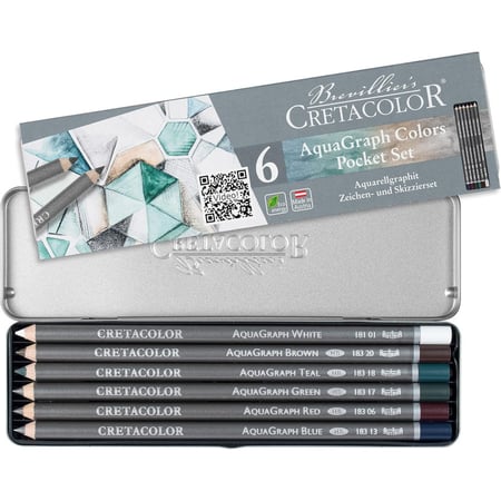 Crayons de couleur aquarelle - Boîte de 6 pièces - Beaux-arts - Cretacolor Aquagraph