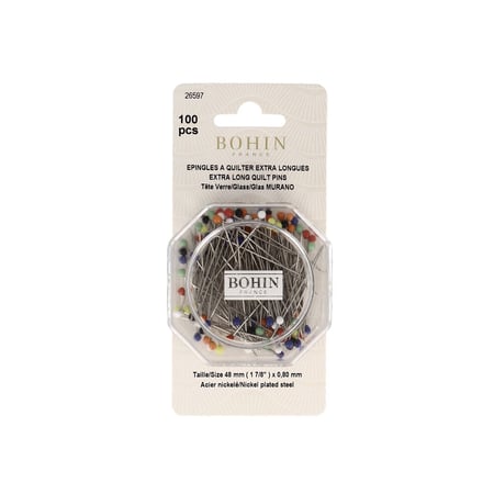 Epingles à quilter extra-longues tête de verre x100