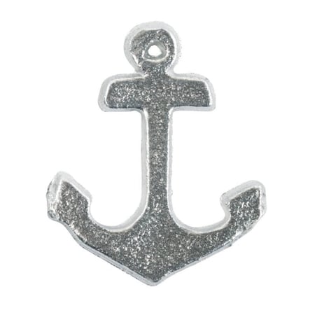 Motif de cire: Ancre, plat, argent, 2,5x3cm, 2 pces