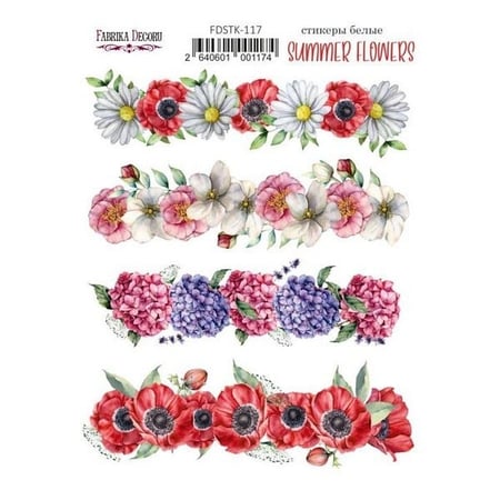 Planche de stickers couleur embelissement Fabrika Decoru SUMMER FLOWERS 117