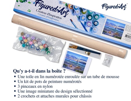 Peinture par Numéro Figured'Art - Vue sur la plage - Kit de Loisir Créatif DIY Numéro d'Art Complet - 40x50cm sans châssis en bois