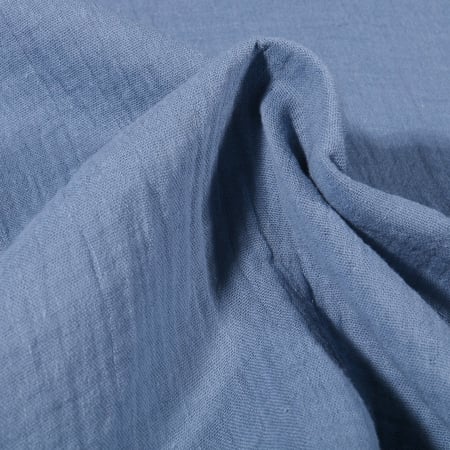 Tissu Double gaze de coton uni Bleu ancien