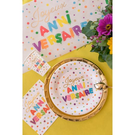 10 Assiettes Anniversaire Ballon Multicolores