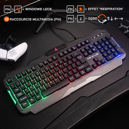 Combo gaming G-Lab Helium - Souris réactive - Clavier rétro éclairé - Ecouteurs intra - Tapis de souris antidérapant - Noir