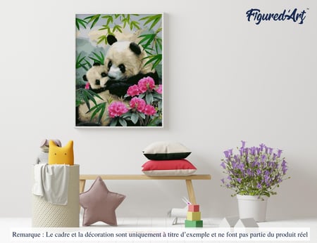 Peinture par Numéro Figured'Art - Pandas Géants - Kit de Loisir Créatif DIY Numéro d'Art Complet - 40x50cm sans châssis en bois