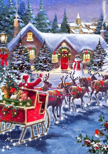 Puzzle 500 pièces - Santa And Sleigh - Bluebird Puzzle