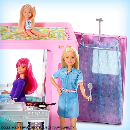 Barbie Mobilier Camping-Car de Rêve 3-en-1 pour poupées Poupée