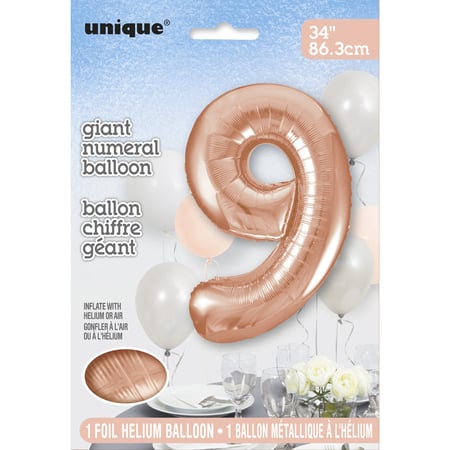 Ballon Géant Chiffre 9 Rose Gold (86 cm)