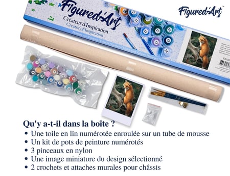 Peinture par Numéro Figured'Art - Renard dans les Fougères - Kit de Loisir Créatif DIY Numéro d'Art Complet - 40x50cm sans châssis en bois