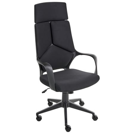 Chaise Bureau Noir en Tissu Siège Pivotant Réglable Bureau Ordinateur Dossier Inclinable