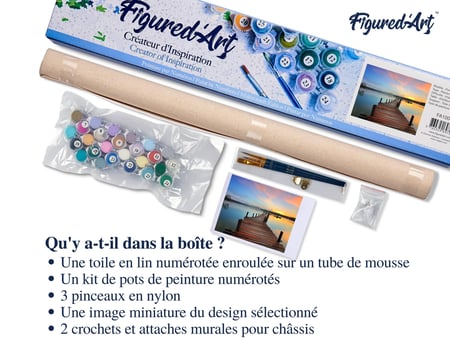 Peinture par Numéro Figured'Art - Chemin sur l'eau - Kit de Loisir Créatif DIY Numéro d'Art Complet - 40x50cm sans châssis en bois