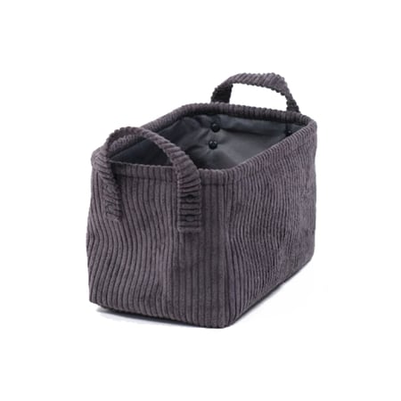 Corbeille rectangulaire cosy en velours côtelé fusain