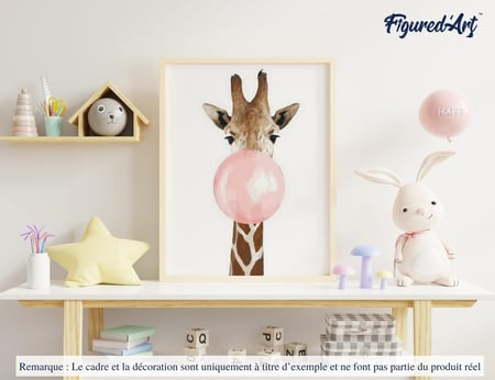 Peinture par Numéro Figured'Art - Girafe et Chewing gum - Kit de Loisir Créatif DIY Numéro d'Art Complet - 40x50cm sans châssis en bois