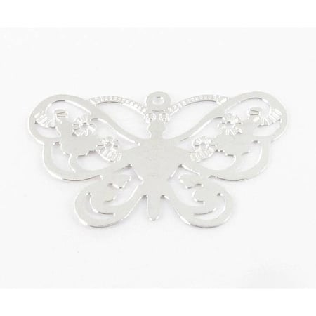 MégaCréa - Estampe filigranée Papillon 25x16 mm Argenté (10 pièces)