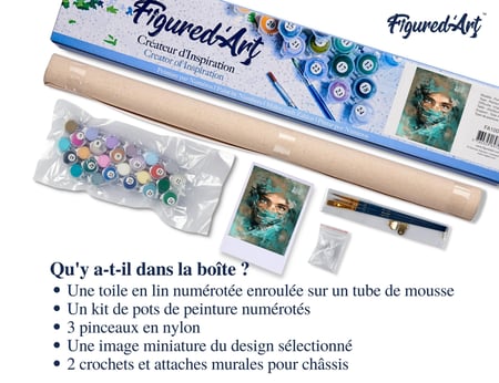 Peinture par Numéro Figured'Art - Regard envoutant - Kit de Loisir Créatif DIY Numéro d'Art Complet - 40x50cm sans châssis en bois