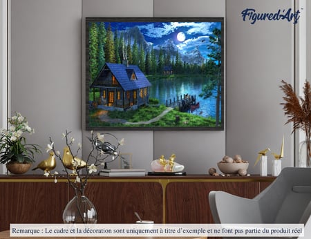 Peinture par Numéro Figured'Art - Lac nocturne - Kit de Loisir Créatif DIY Numéro d'Art Complet - 40x50cm sans châssis en bois