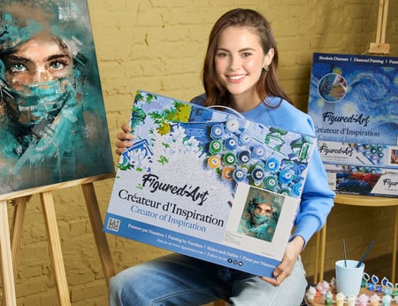 Peinture par Numéro Figured'Art avec Cadre - Regard envoutant - Kit de Loisir Créatif DIY Numéro d'Art Complet - 40x50cm toile tendue sur châssis