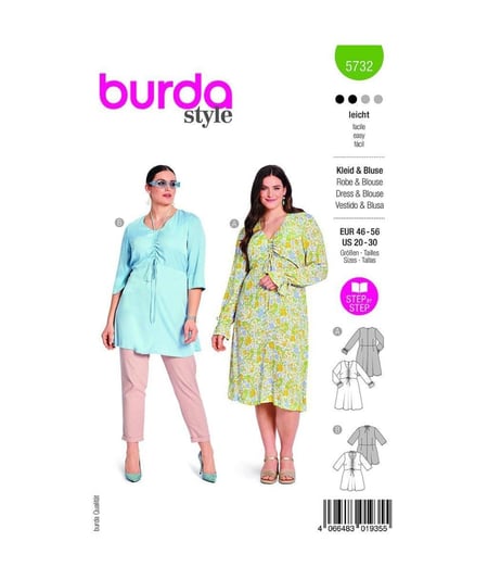 Patron Burda 5732 - Robe & Blouse taille n°FR 48-58