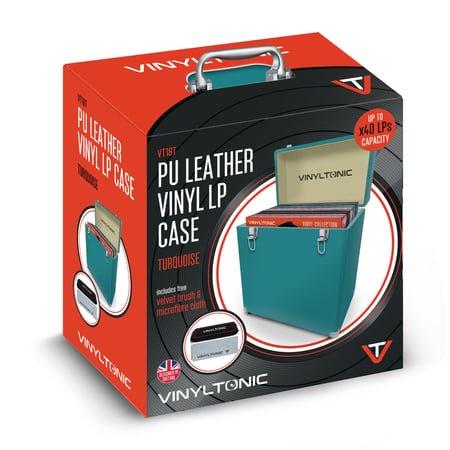 Mallette de rangement vinyles 33 tours Vinyl Tonic VT18T – Turquoise 40 disques