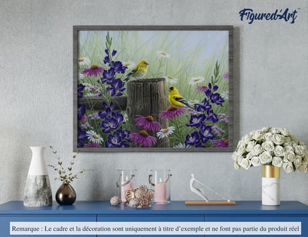 Peinture par Numéro Figured'Art avec Cadre - Couple de chardonneret - Kit de Loisir Créatif DIY Numéro d'Art - 40x50cm toile tendue sur châssis