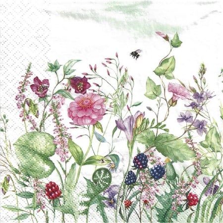 4 serviettes en papier découpage collage 33 cm JARDIN DE FLEURS FLSS 106