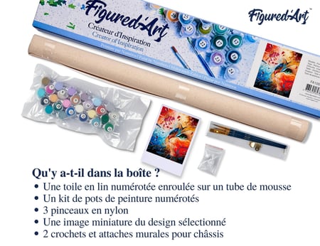 Peinture par Numéro Figured'Art - Chat coloré - Kit de Loisir Créatif DIY Numéro d'Art Complet - 40x50cm sans châssis en bois