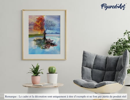 Peinture par Numéro Figured'Art - Arbre 4 Saisons - Kit de Loisir Créatif DIY Numéro d'Art Complet - 40x50cm sans châssis en bois