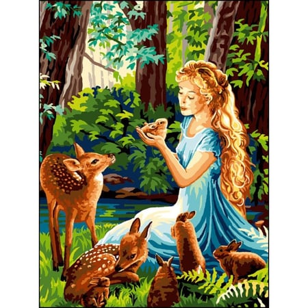 Princesse - Canevas antique Les mystères de la forêt Mimo Verdé 50x65cm